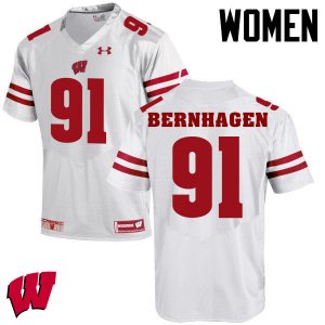 Women's Wisconsin Badgers NCAA #91 Josh Bernhagen White Authentic Under Armour Stitched College Football Jersey GC31L58MO